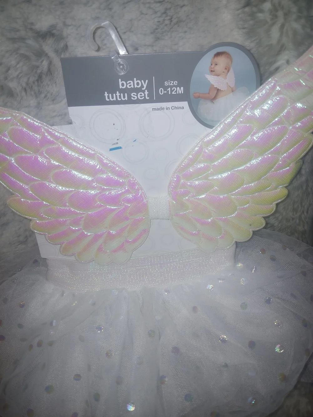Baby Tutu Set with Iridescent Pink Wings - Size 0-12M